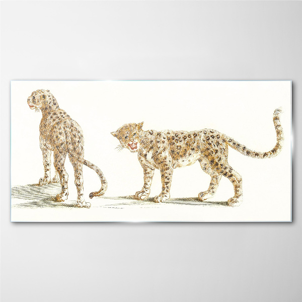 Leopards on the move Wall art on glass