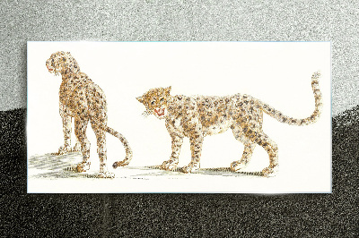 Leopards on the move Wall art on glass