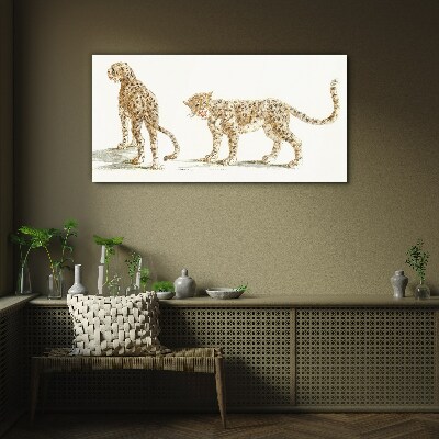 Leopards on the move Wall art on glass