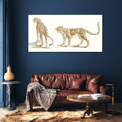 Leopards on the move Wall art on glass