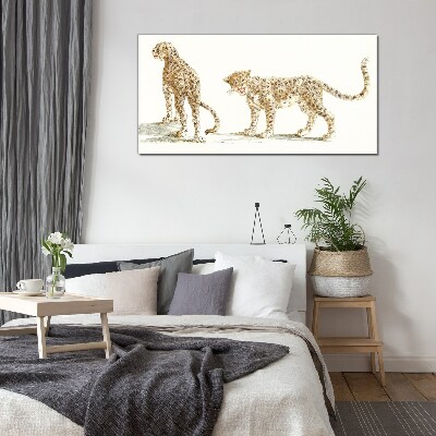 Leopards on the move Wall art on glass