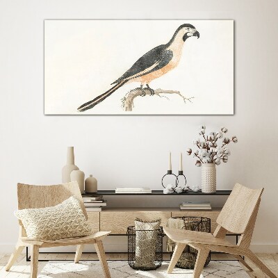 Bird on a branch Glass art print
