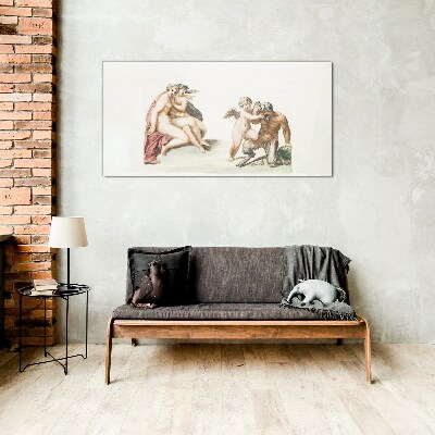 A mythological meeting in the glow of love Glass art print