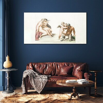 A mythological meeting in the glow of love Glass art print