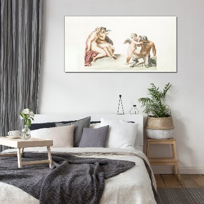 A mythological meeting in the glow of love Glass art print