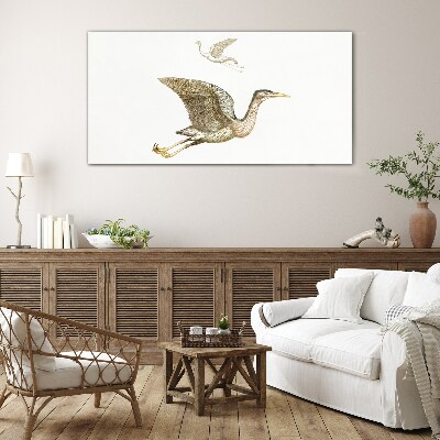 Bird's flight over calm water Wall art on glass