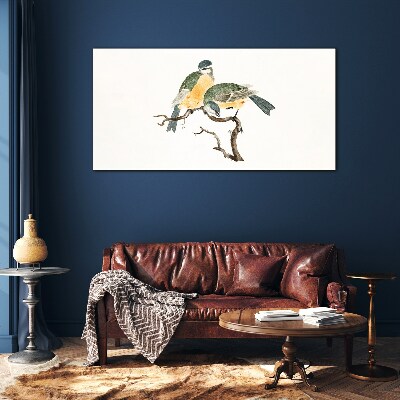 Winged friendships on a branch Glass art print