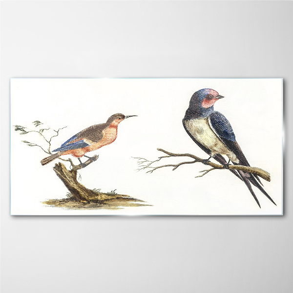 Birds on a branch Wall art on glass