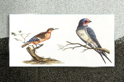 Birds on a branch Wall art on glass