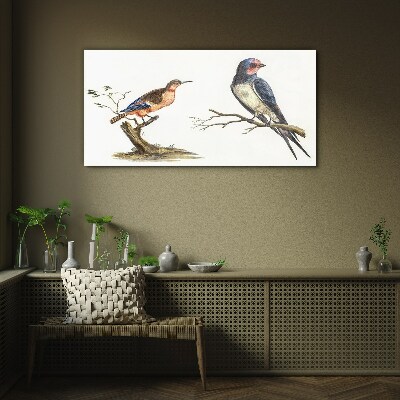Birds on a branch Wall art on glass