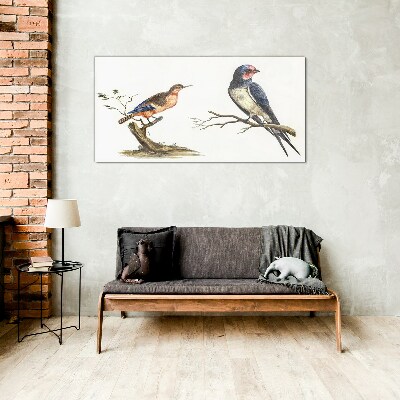 Birds on a branch Wall art on glass