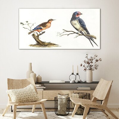 Birds on a branch Wall art on glass