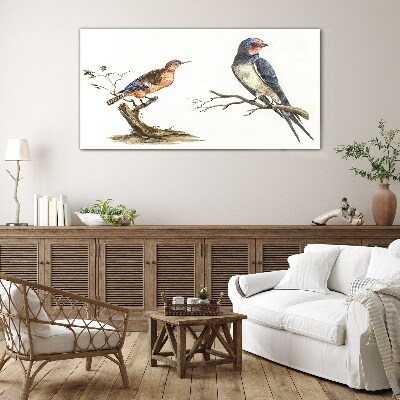 Birds on a branch Wall art on glass