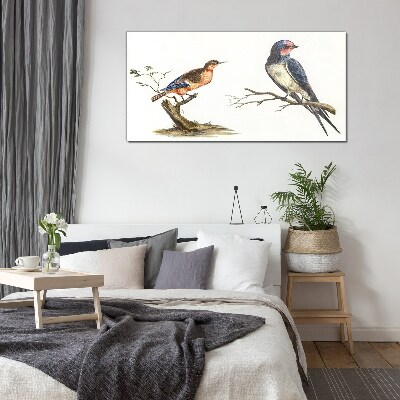 Birds on a branch Wall art on glass