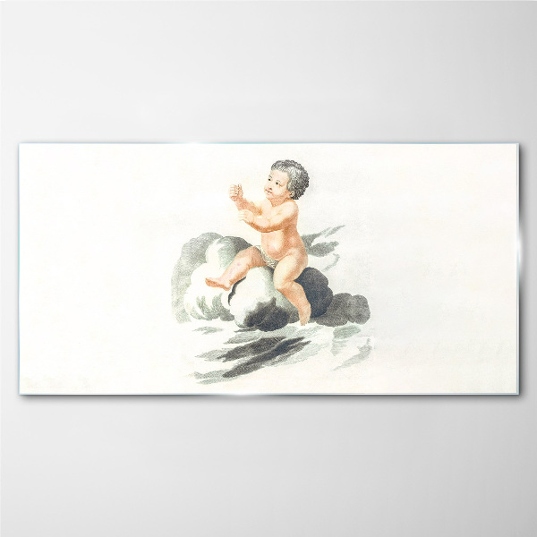 Childlike joy on a cloud Glass art print