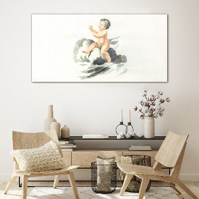 Childlike joy on a cloud Glass art print