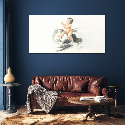 Childlike joy on a cloud Glass art print