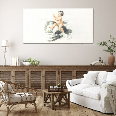 Childlike joy on a cloud Glass art print