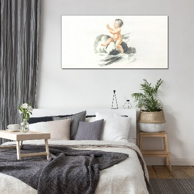 Childlike joy on a cloud Glass art print