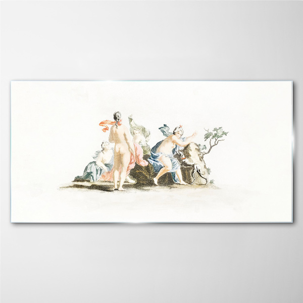 Mythological scene in pastel colors Wall art on glass