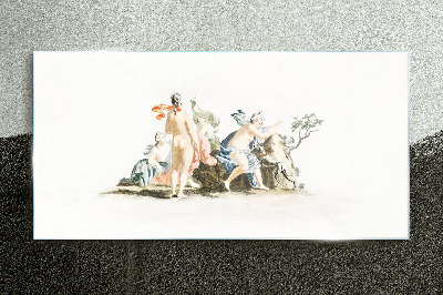 Mythological scene in pastel colors Wall art on glass