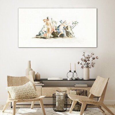 Mythological scene in pastel colors Wall art on glass