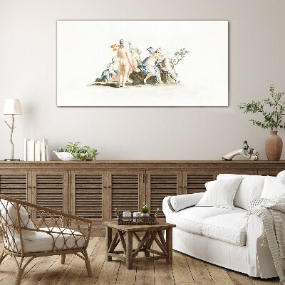 Mythological scene in pastel colors Wall art on glass