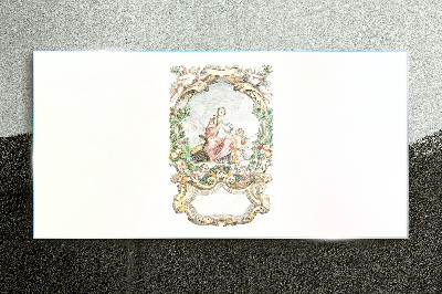 Romantic scene in a decorative frame Glass art print