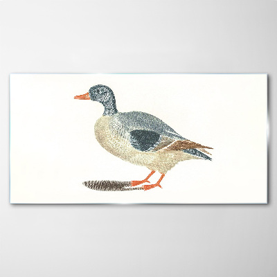 Duck in pastel shades Glass art print