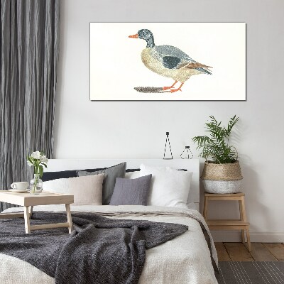 Duck in pastel shades Glass art print