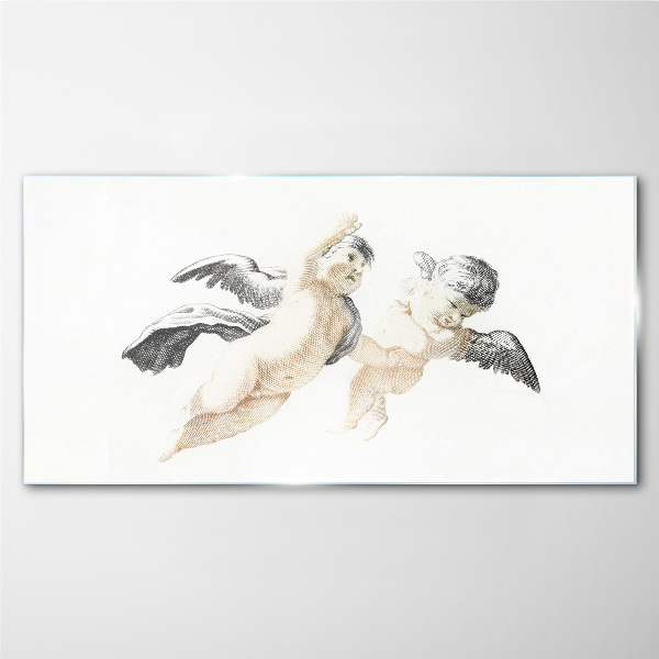 Angels in the clouds Wall art on glass
