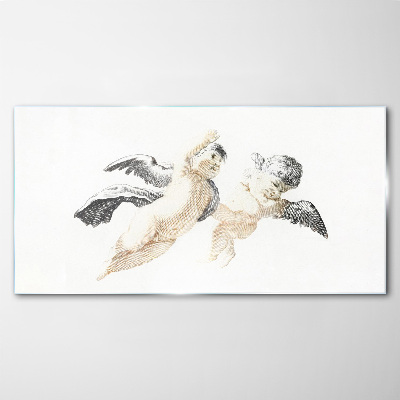 Angels in the clouds Wall art on glass