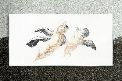 Angels in the clouds Wall art on glass