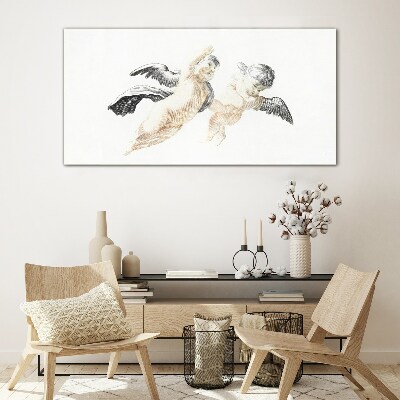 Angels in the clouds Wall art on glass