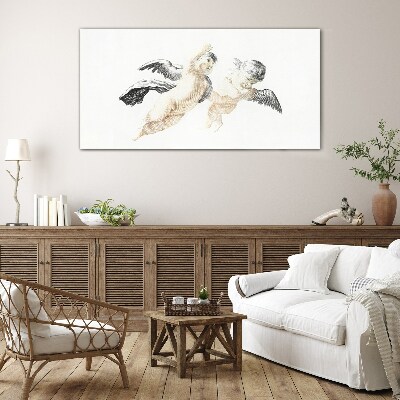 Angels in the clouds Wall art on glass