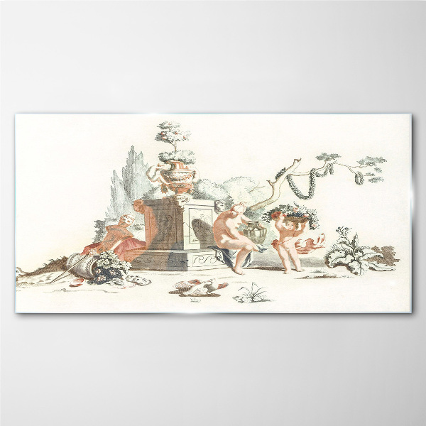 Mythological scene with characters Glass art print