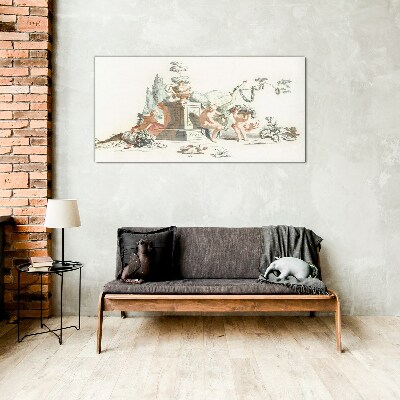 Mythological scene with characters Glass art print