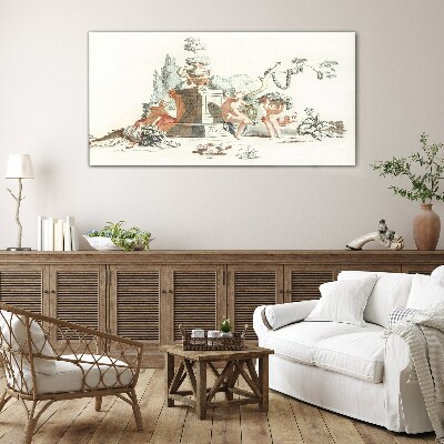 Mythological scene with characters Glass art print