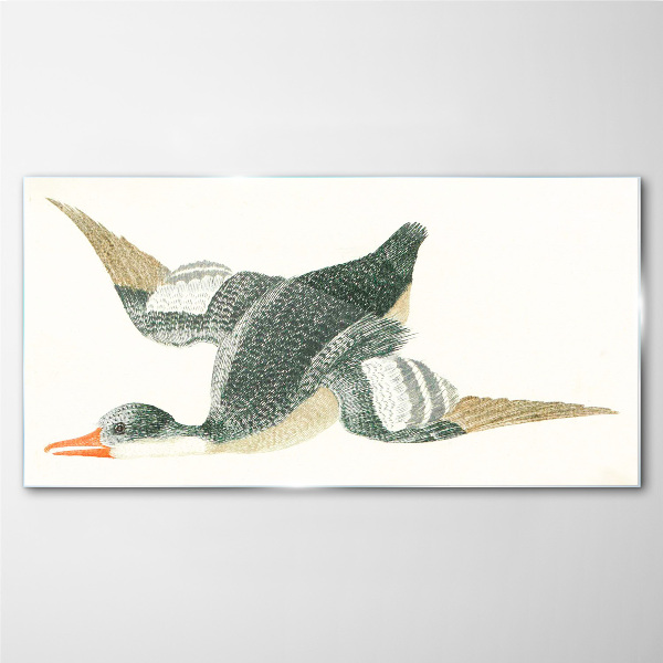 Flying bird in pastel colors Glass art print