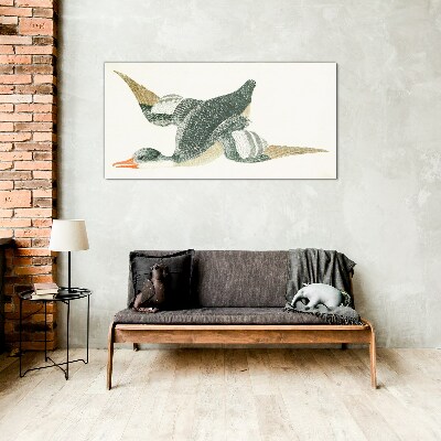 Flying bird in pastel colors Glass art print