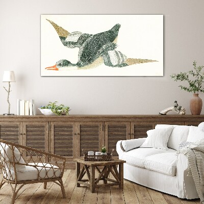 Flying bird in pastel colors Glass art print