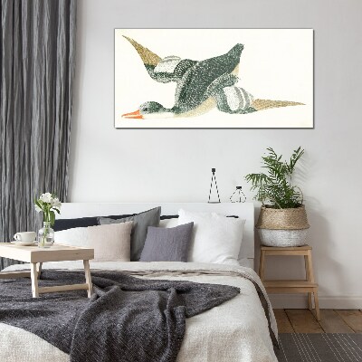 Flying bird in pastel colors Glass art print