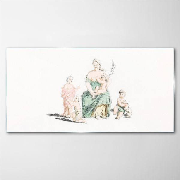 Family in pastel shades Wall art on glass