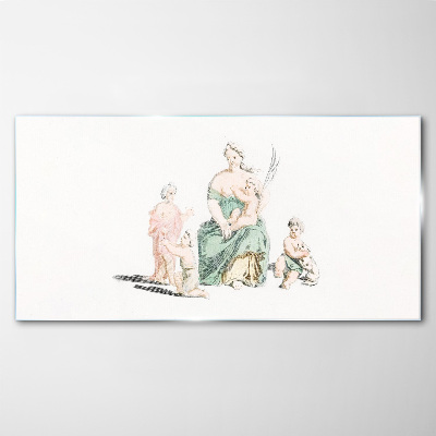 Children drawing of a woman Glass Print