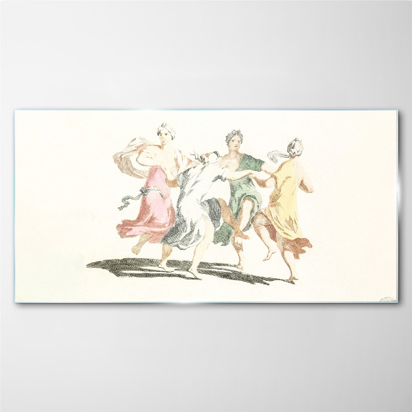 Dancing figures in pastel colors Glass art print