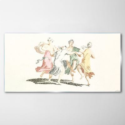 Dancing figures in pastel colors Glass art print