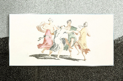 Dancing figures in pastel colors Glass art print