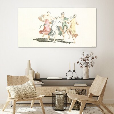 Dancing figures in pastel colors Glass art print