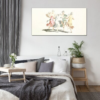 Dancing figures in pastel colors Glass art print