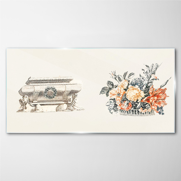 Still life with a vase and flowers Glass art print